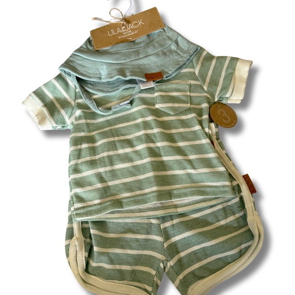 Lila & Jack 3-Piece Waffle Set – Sage Green Stripes (NWT) - Picture 4 of 4